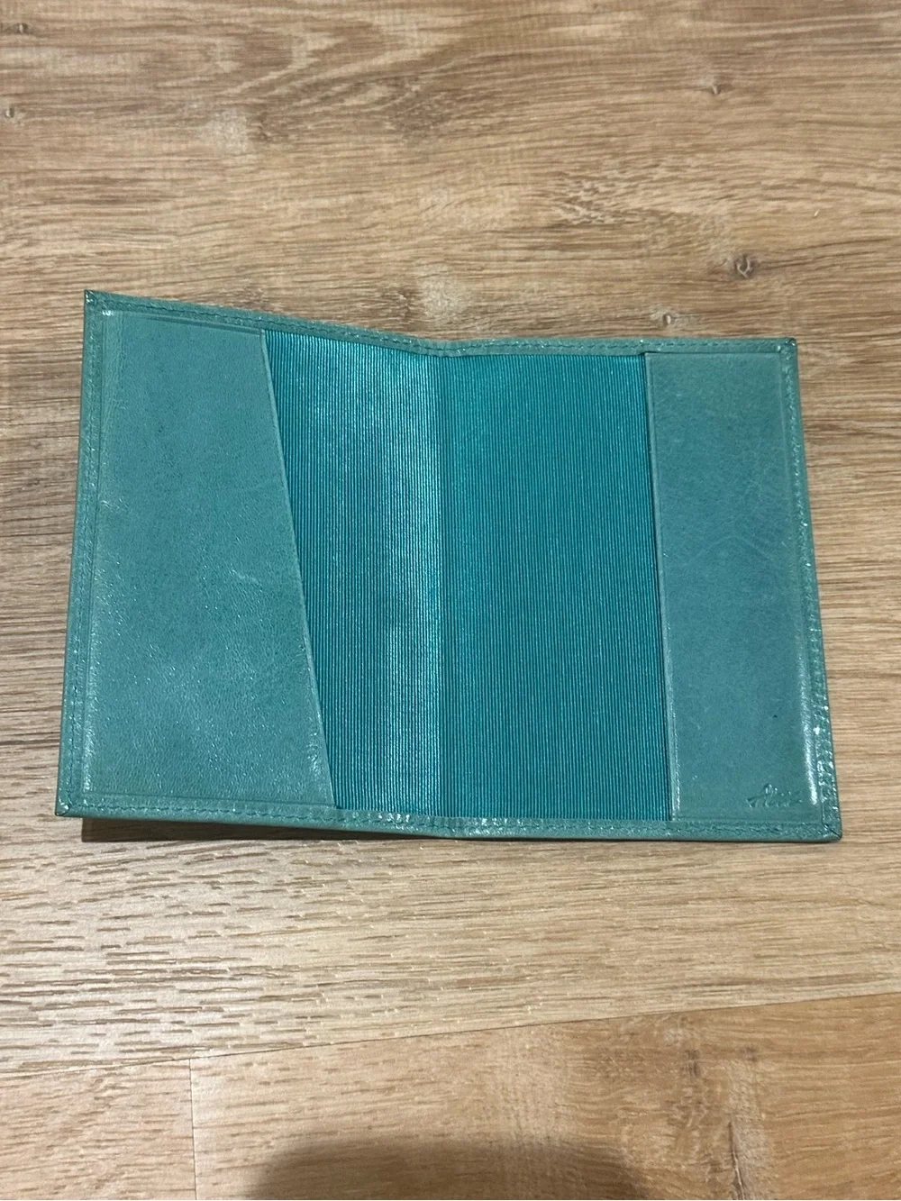 Vintage ABAS Leather Passport Holder Turquoise
